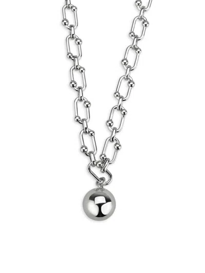 Saviene Women's Imitation Rhodium Plated Ball Chain Necklace In Brass