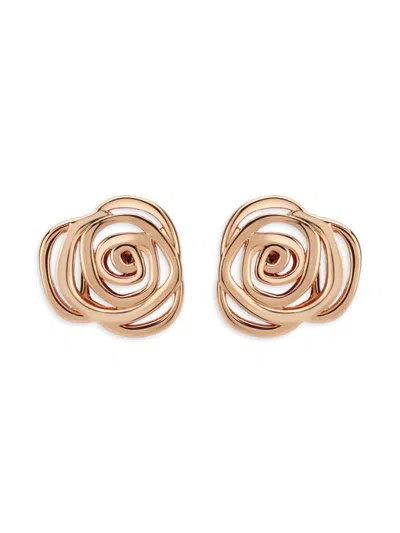 Saviene Women's Romantic Cubic Zirconia Rose Stud Earrings In Rose Goldtone