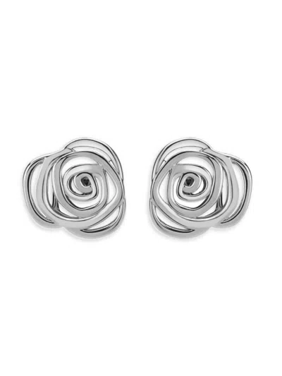 Saviene Women's Romantic Cubic Zirconia Rose Stud Earrings In Silvertone