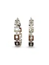 Saviene Women's Square Link Cubic Zirconia Pave Hoop Earrings In Silvertone