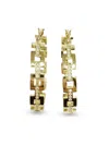 Saviene Women's Square Link Cubic Zirconia Pave Hoop Earrings In Yellow Goldtone