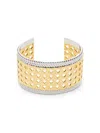 Saviene Women's Two Tone Plated Cutout Cuff Bracelet In Yellow Goldtone