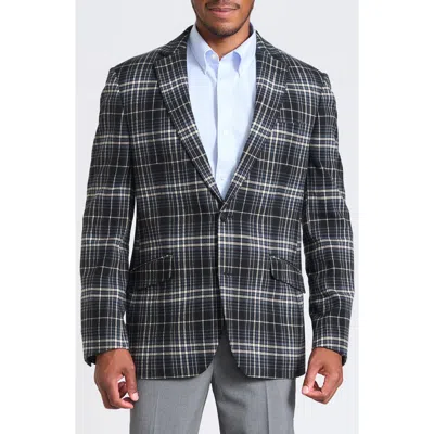 Savile Row Co Black & Gray Plaid Blazer In Green