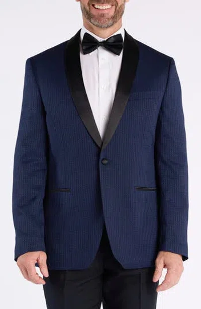 Savile Row Co Box Check Jacquard Evening Jacket In Blue