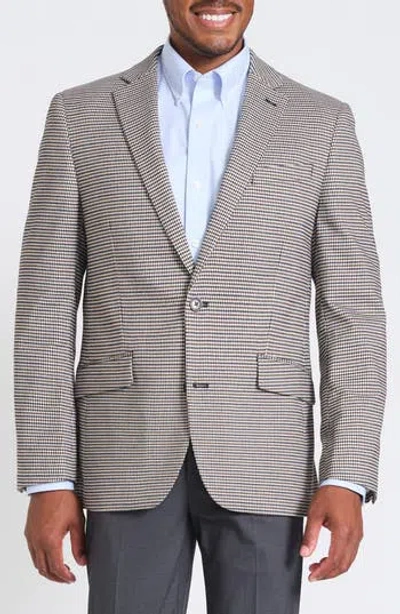 Savile Row Co Brown & Navy Houndstooth Blazer In Gray