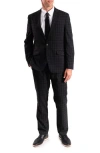 Savile Row Co Charcoal Plaid Trim Fit Suit In Grey