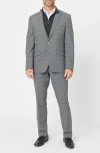 Savile Row Co Checked Two-button Suit In Charcoal/ Navy