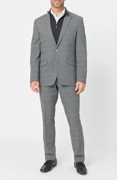 Savile Row Co Checked Two-button Suit In Charcoal/ Navy
