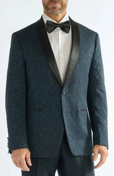 Savile Row Co Floral Jacquard Evening Jacket In Blue