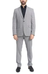 Savile Row Co Gray Glenplaid Print Trim-fit Suit In Black
