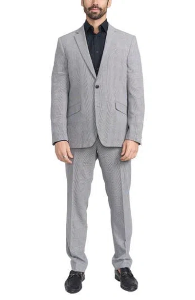 Savile Row Co Gray Glenplaid Print Trim-fit Suit In Black