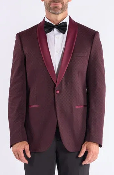 Savile Row Co Jacquard Evening Jacket In Burgundy