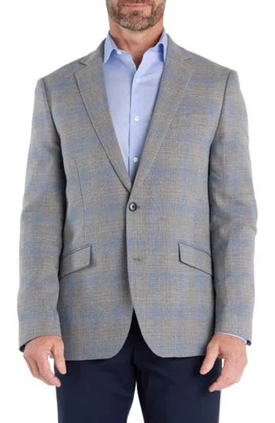 Savile Row Co Light Grey & Blue Plaid Sport Coat In Gray