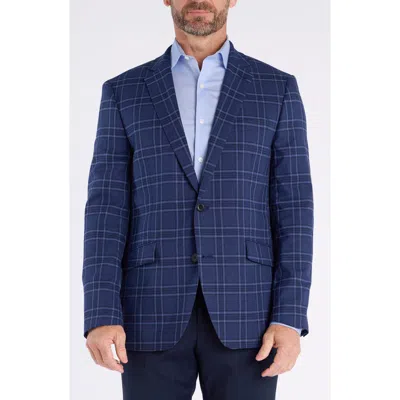 Savile Row Co Navy Windowpane Plaid Sport Coat In Blue