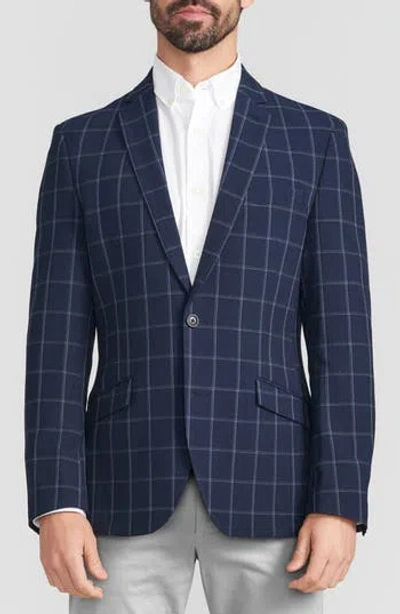 Savile Row Co Navy Windowpane Seersucker Spot Coat