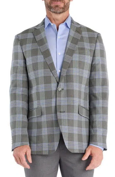 Savile Row Co Olive & Blue Plaid Sport Coat In Green