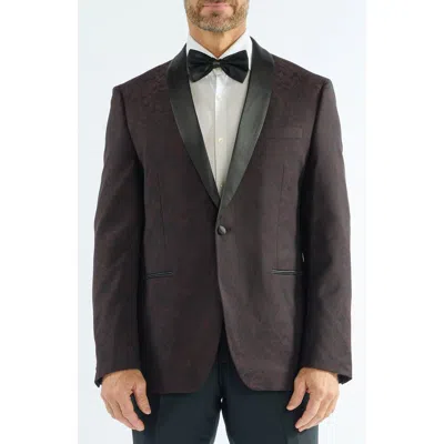 Savile Row Co Paisley Jacquard Evening Jacket In Burgundy