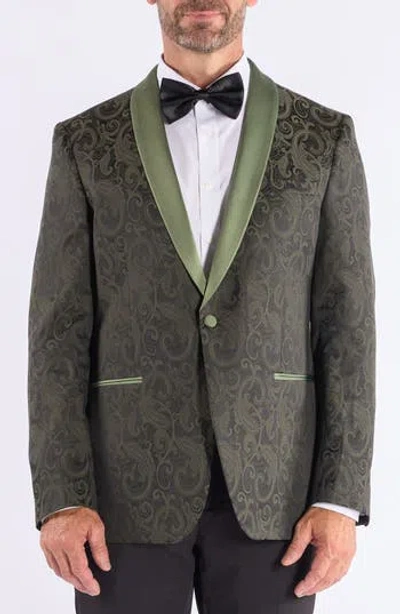 Savile Row Co Paisley Jacquard Evening Jacket In Green