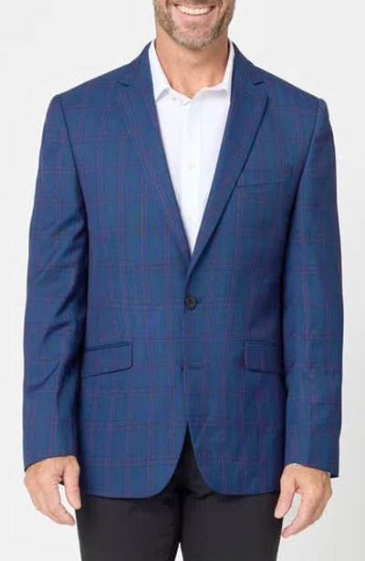 Savile Row Co Plaid Sport Coat In Navy/ Red