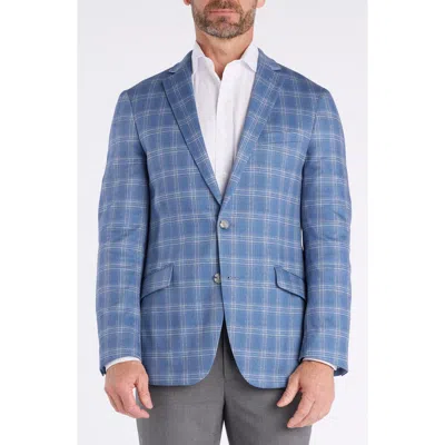 Savile Row Co Shoreditch Slim Fit Blue Plaid Knit Sport Coat