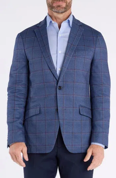 Savile Row Co Shoreditch Slim Fit Blue Windowpane Knit Spot Coat