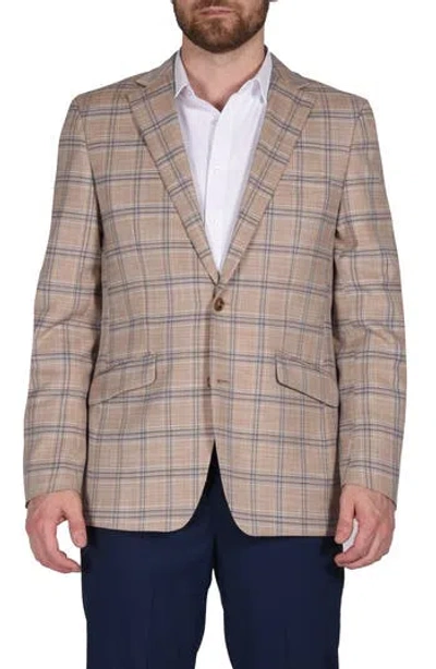 Savile Row Co Tan Plaid Notch Collar Sport Coat