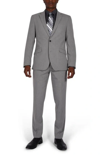 Savile Row Co Trim Fit Pinstripe Suit In Grey