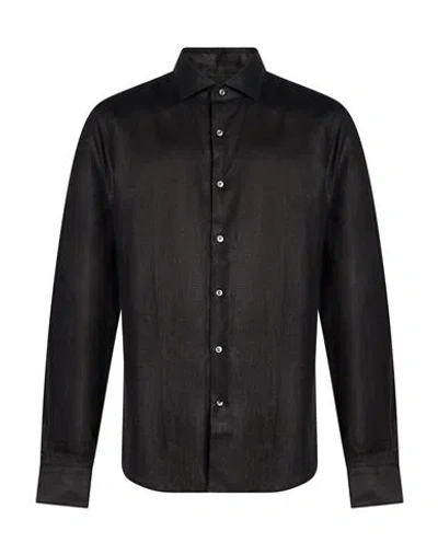 Savile Row Man Shirt Black Size 17 ½ Linen