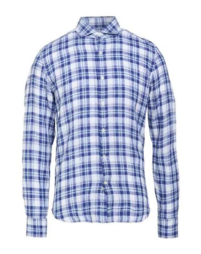 Savile Row Man Shirt Blue Size 16 Linen