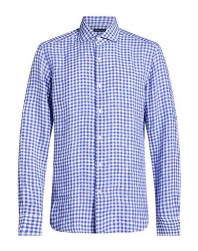 Savile Row Man Shirt Blue Size 16 Linen