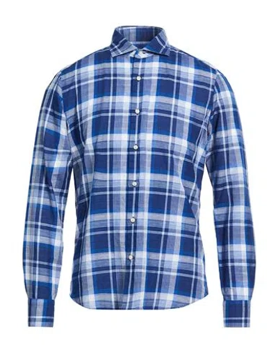 Savile Row Man Shirt Blue Size 17 Cotton, Linen