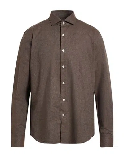 Savile Row Man Shirt Dark Brown Size 16 ½ Cotton