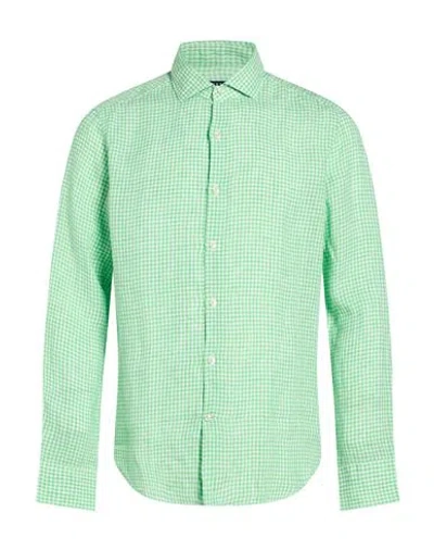 Savile Row Man Shirt Green Size 15 Linen