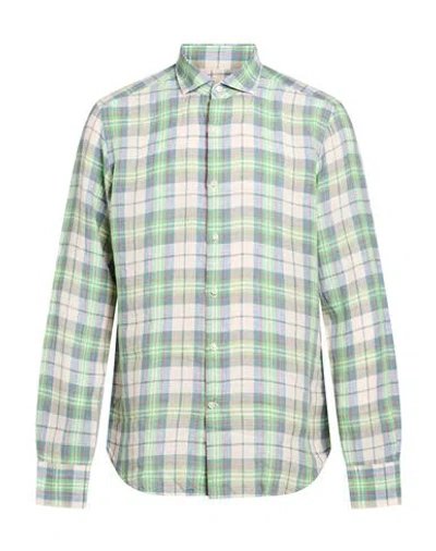 Savile Row Man Shirt Green Size 16 Linen