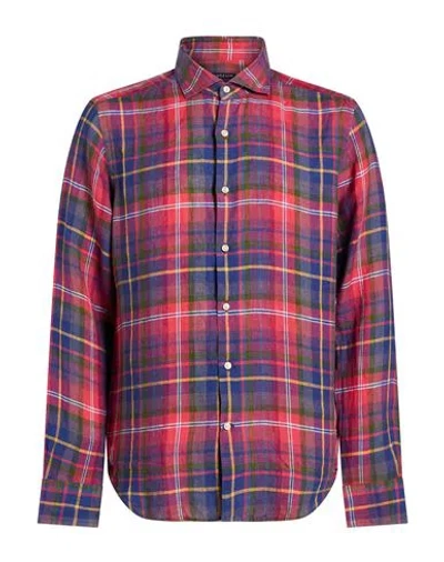 Savile Row Man Shirt Magenta Size 15 ¾ Linen In Purple