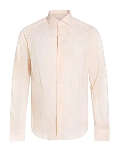 Savile Row Man Shirt Mandarin Size 17 Cotton, Linen In Orange