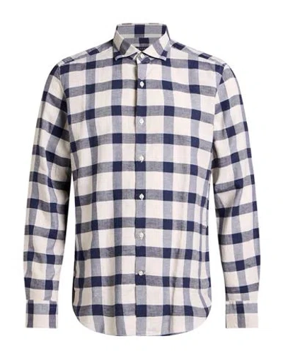 Savile Row Man Shirt Navy Size 15 ¾ Cotton, Linen