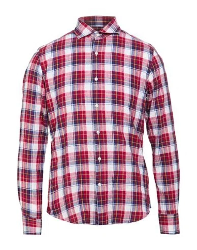 Savile Row Man Shirt Red Size 15 ¾ Cotton, Linen
