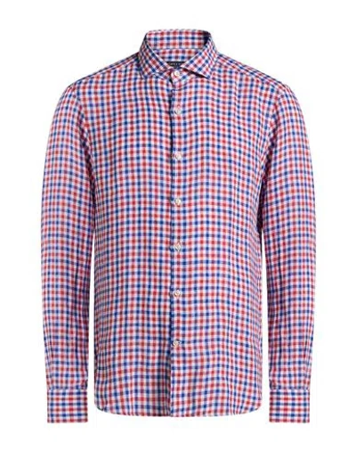 Savile Row Man Shirt Red Size 17 Linen