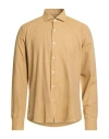 Savile Row Man Shirt Sand Size 17 Cotton In Brown