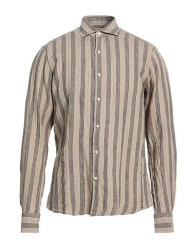 Savile Row Man Shirt Taupe Size 17 Linen In Gray