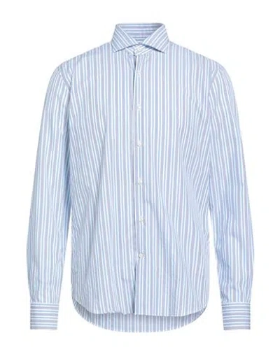 Savile Row Man Shirt White Size 16 Cotton In Blue