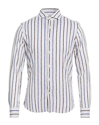 Savile Row Man Shirt White Size 17 Linen, Cotton In Blue