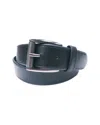 Savile Row Stunning Casual Beveled Edge Leather Belt In Black