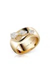 Savolinna 18k Yellow Gold Lemonade Cigar Band Ring With Floating Diamonds In Gold