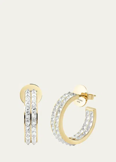 Savolinna Be Spiked Double Row Diamond Hoop Earrings In 18-karat Yellow G