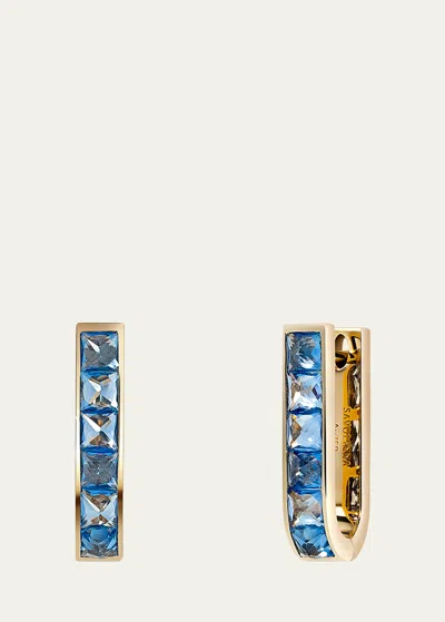 Savolinna Be Spiked Single Row Sapphire Huggie Hoop Earrings In Metallic