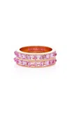 Savolinna Jewelry Be Spiked 18k Rose Gold Sapphire Stack Band In Pink