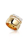 Savolinna 18k Yellow Gold Lemonade Cigar Band Ring With Floating Diamonds In Gold