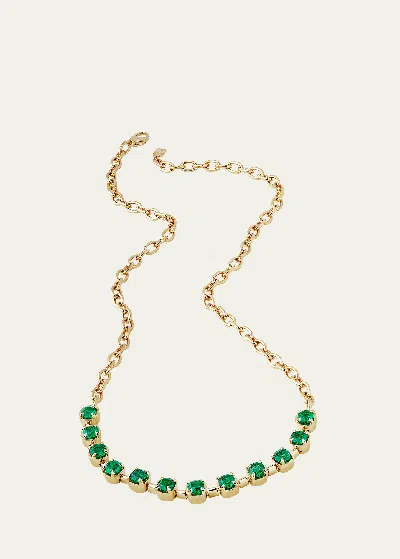 Savolinna One-of-a-kind Capsule Cushion-cut Emerald Necklace In 18-karat Yellow G